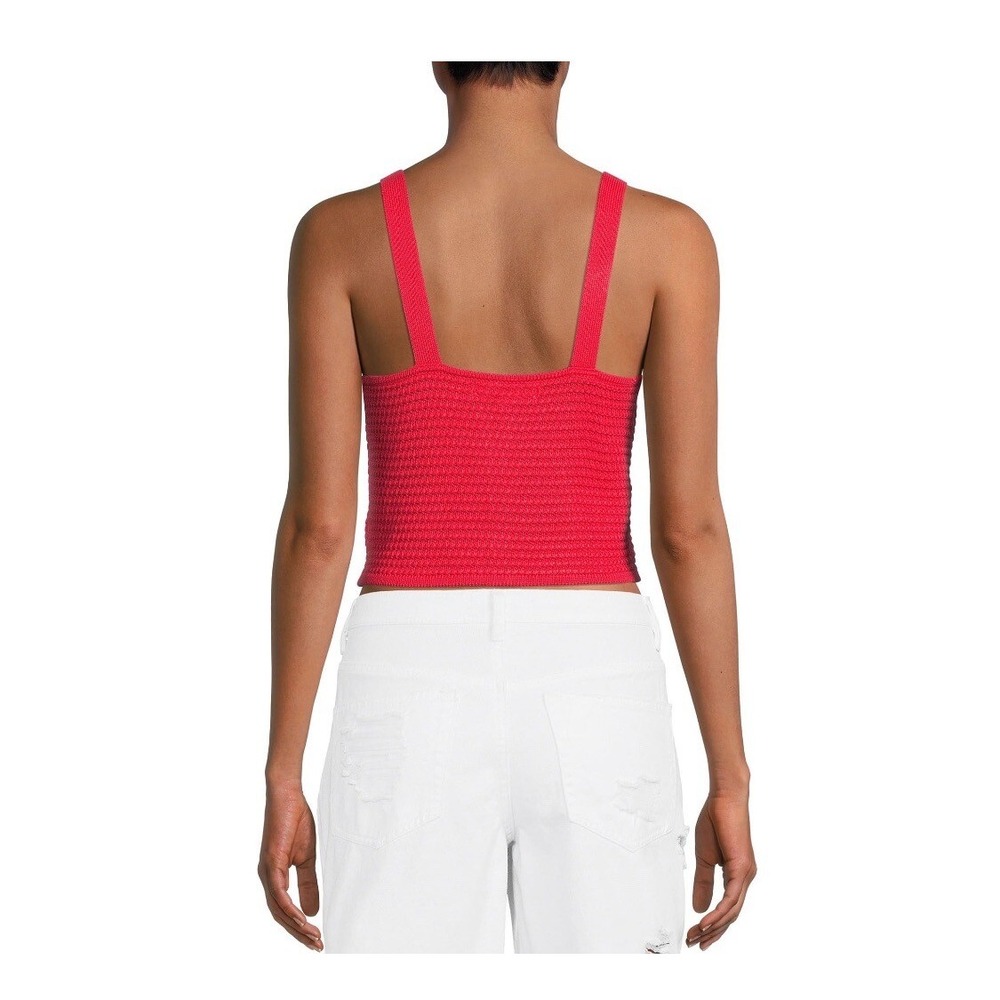 Madden NYC Womens Rainbow Crochet Knit Crop Top‎ Red Heart Ring XL - Picture 3 of 9